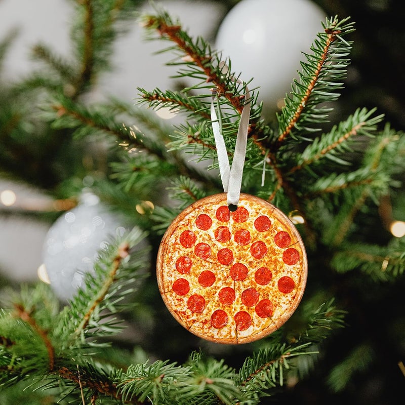 SUCHAGIFT Pizza Ornaments for Christmas Tree - Pizza Ornament - Food Lovers Gifts for Women, Men - Ceramic Christmas Hanging Ornament 2025 - Image 5